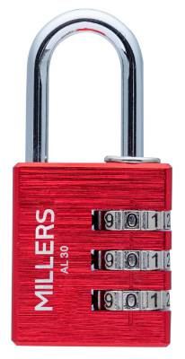 Produktbild KOMBINATIONSHÄNGLÅS ALU RÖD 30